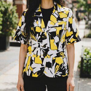 Jennifer Eden Women' Abstract Print Buttoned Short-Sleeve Blazer Size 12‎